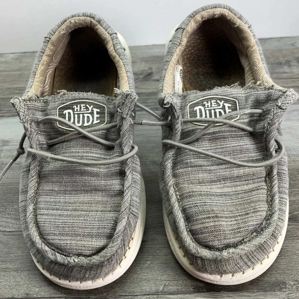 Hey Dude Wally Toddler Blend Linen Stone Grey Slip On Loafers Shoes Size 10T